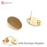24K Brass Wave & Oval Stud Earrings Pin DIY Jewelry Findings