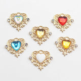 10pcs Heart Shaped Acrylic Rhinestone Pendant DIY Clothing Ornaments
