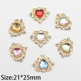 10pcs Heart Shaped Acrylic Rhinestone Pendant DIY Clothing Ornaments