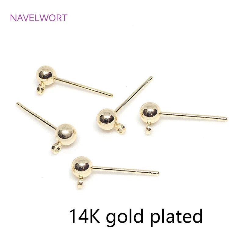 Real Plated S925 Silver Ball Stud Earring Basic Fittings