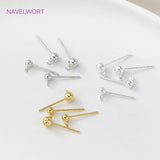 Real Plated S925 Silver Ball Stud Earring Basic Fittings