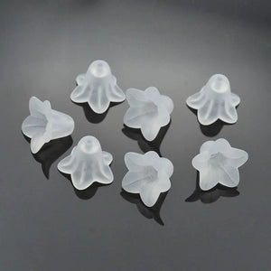 50pcs 16x12mm Frosted Acrylic Flower Beads Caps DIY Jewelry Making