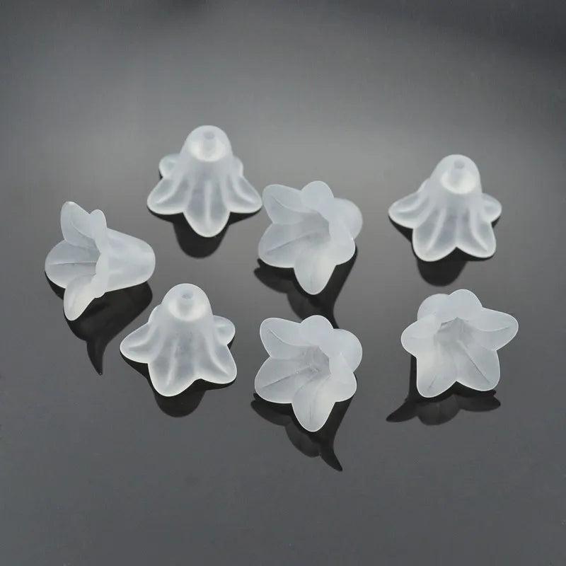 50pcs 16x12mm Frosted Acrylic Flower Beads Caps DIY Jewelry Making
