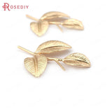 10PCS 26x33MM High Champagne Brass Tree Leaves Charms Pendants