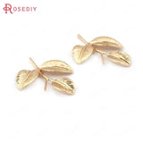 10PCS 26x33MM High Champagne Brass Tree Leaves Charms Pendants