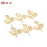 10PCS 26x33MM High Champagne Brass Tree Leaves Charms Pendants