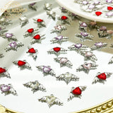 10Pcs Mini Heart Charms Silver Wings DIY Jewelry Findings