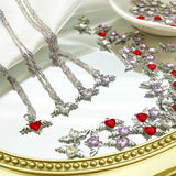 10Pcs Mini Heart Charms Silver Wings DIY Jewelry Findings