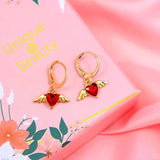 10Pcs Mini Heart Charms Silver Wings DIY Jewelry Findings