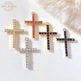 10Pcs Colorful Crystal Cross Religious Charms for Jewelry Making DIY