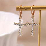 10Pcs Colorful Crystal Cross Religious Charms for Jewelry Making DIY