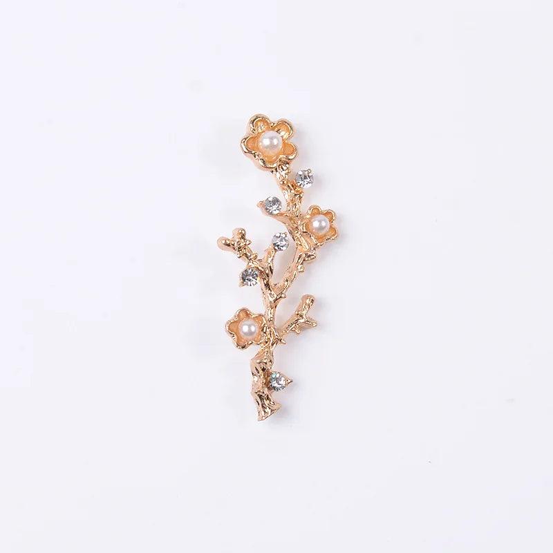 10 PCS Crystal Rhinestone Pearl Flowers DIY Jewelry Making