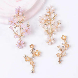 10 PCS Crystal Rhinestone Pearl Flowers DIY Jewelry Making