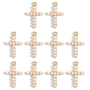 10Pcs 22*15mm Pearl Cross Charms for DIY Jewelry Making