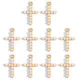 10Pcs 22*15mm Pearl Cross Charms for DIY Jewelry Making