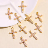 10Pcs 22*15mm Pearl Cross Charms for DIY Jewelry Making