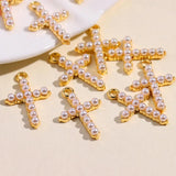 10Pcs 22*15mm Pearl Cross Charms for DIY Jewelry Making