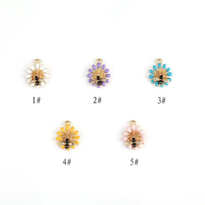 10pcs Metal Bee Sunflower Enamel Charms Earring Bracelet Pendants Finding