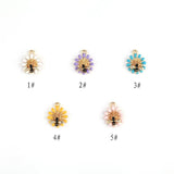 10pcs Metal Bee Sunflower Enamel Charms Earring Bracelet Pendants Finding