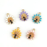 10pcs Metal Bee Sunflower Enamel Charms Earring Bracelet Pendants Finding