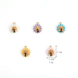10pcs Metal Bee Sunflower Enamel Charms Earring Bracelet Pendants Finding