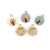 10pcs Metal Bee Sunflower Enamel Charms Earring Bracelet Pendants Finding