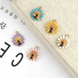 10pcs Metal Bee Sunflower Enamel Charms Earring Bracelet Pendants Finding