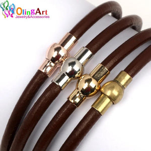 8pcs 8*16MM Magnetic Clasps Four Colors Round Leather Cord DIY Jewelry