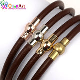 8pcs 8*16MM Magnetic Clasps Four Colors Round Leather Cord DIY Jewelry