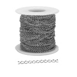 2M Stainless Steel 2.5mm Twisted Link Cable Chains Bulk DIY Jewelry