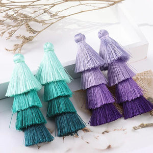 4pcs 8.5cm 4-layer Colorful Silk Fringes for Earrings DIY Jewelry Making