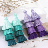 4pcs 8.5cm 4-layer Colorful Silk Fringes for Earrings DIY Jewelry Making
