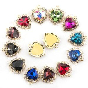 10pcs Heart Crystal Rhinestone Charms Pendant DIY Jewelry Making