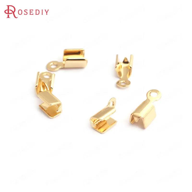 20PCS 9MM 24K Brass Rope Ends Fastener Clasps DIY Jewelry Findings Accessories