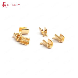20PCS 9MM 24K Brass Rope Ends Fastener Clasps DIY Jewelry Findings Accessories