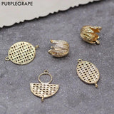 Copper Plated Pendant DIY Earrings Accessories Mesh Flower Round Oval 2pcs