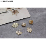 Copper Plated Pendant DIY Earrings Accessories Mesh Flower Round Oval 2pcs
