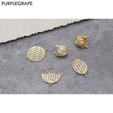 Copper Plated Pendant DIY Earrings Accessories Mesh Flower Round Oval 2pcs