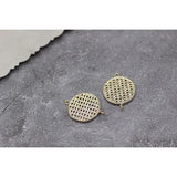 Copper Plated Pendant DIY Earrings Accessories Mesh Flower Round Oval 2pcs