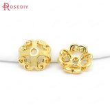 20PCS 6MM 8MM 24K Plated Brass Beads Caps Earrings Findings