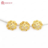 20PCS 6MM 8MM 24K Plated Brass Beads Caps Earrings Findings