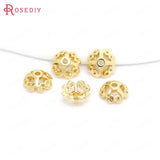20PCS 6MM 8MM 24K Plated Brass Beads Caps Earrings Findings