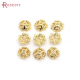 20PCS 6MM 8MM 24K Plated Brass Beads Caps Earrings Findings