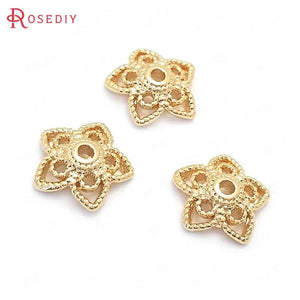 20PCS 10MM Brass Flower Beads Caps Jewelry Making Supplies