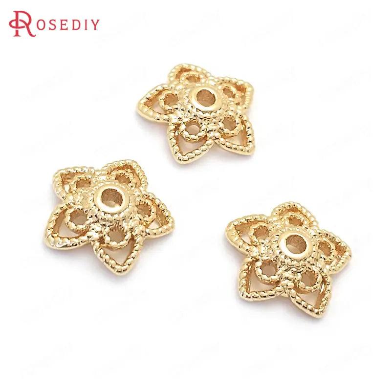 20PCS 10MM Brass Flower Beads Caps Jewelry Making Supplies