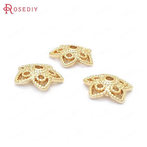 20PCS 10MM Brass Flower Beads Caps Jewelry Making Supplies