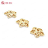 20PCS 10MM Brass Flower Beads Caps Jewelry Making Supplies