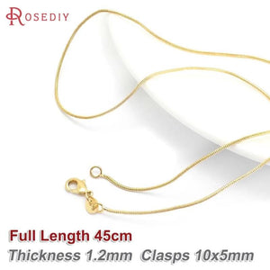 2PCS 24K Copper Necklace Chains with Lobster Clasps Jewelry Making Supplies