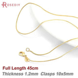 2PCS 24K Copper Necklace Chains with Lobster Clasps Jewelry Making Supplies