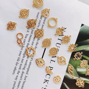 10pcs Star Pendants Round Hollow Flower Semicircle Charms for DIY Jewelry Making